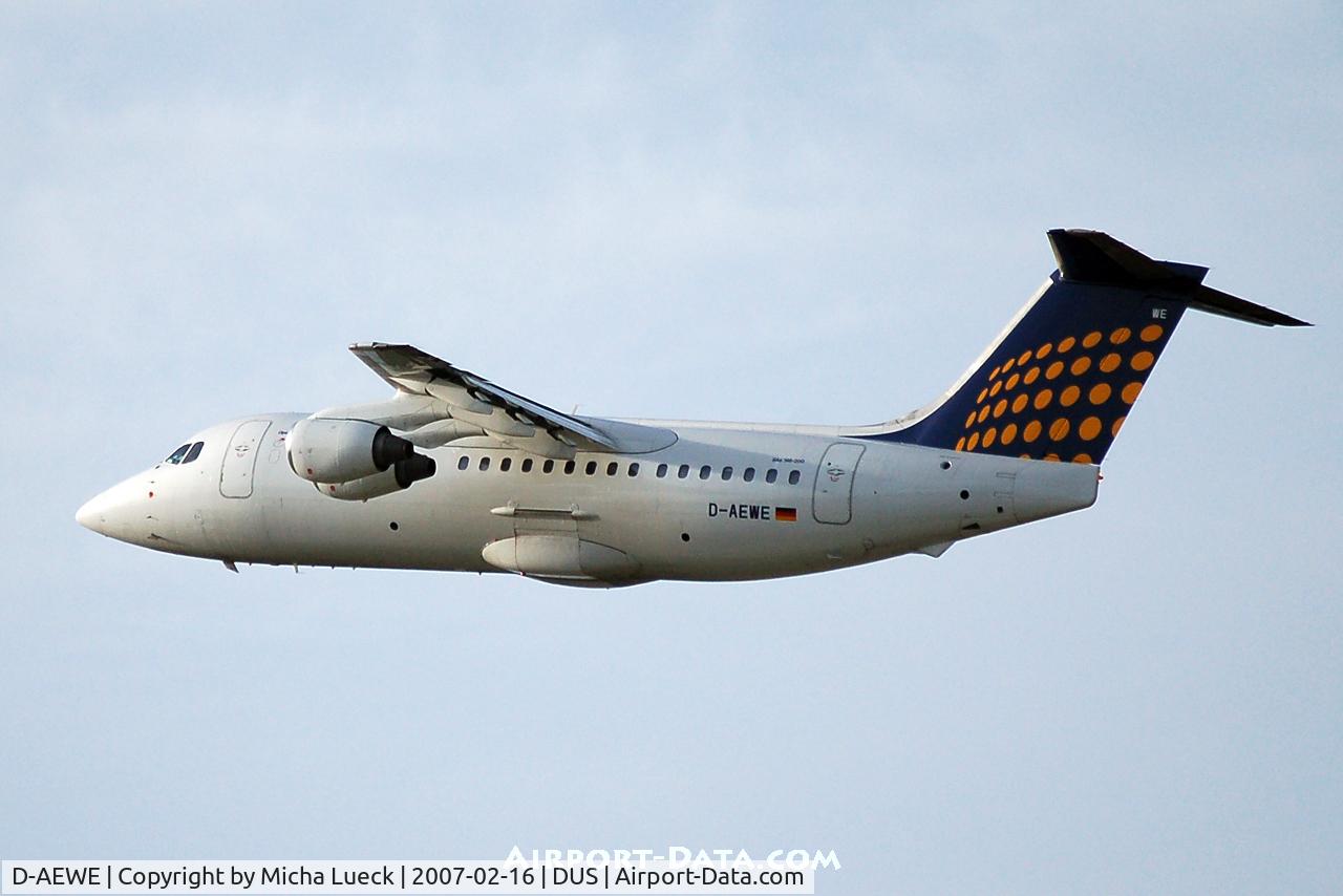 D-AEWE, 1987 British Aerospace BAe.146-200 C/N E2077, Climbing out of Düsseldorf