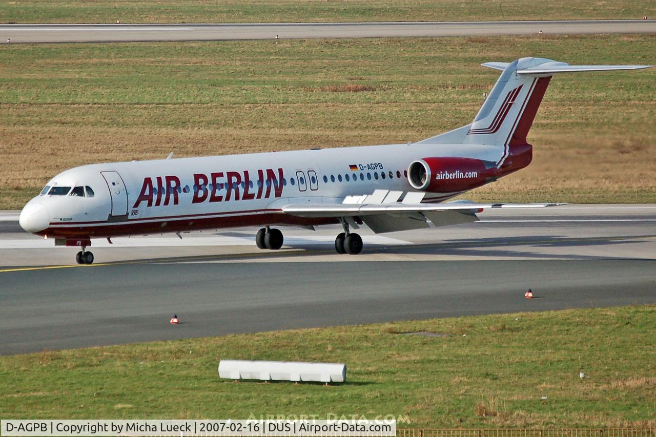 D-AGPB, 1989 Fokker 100 (F-28-0100) C/N 11278, Just landed
