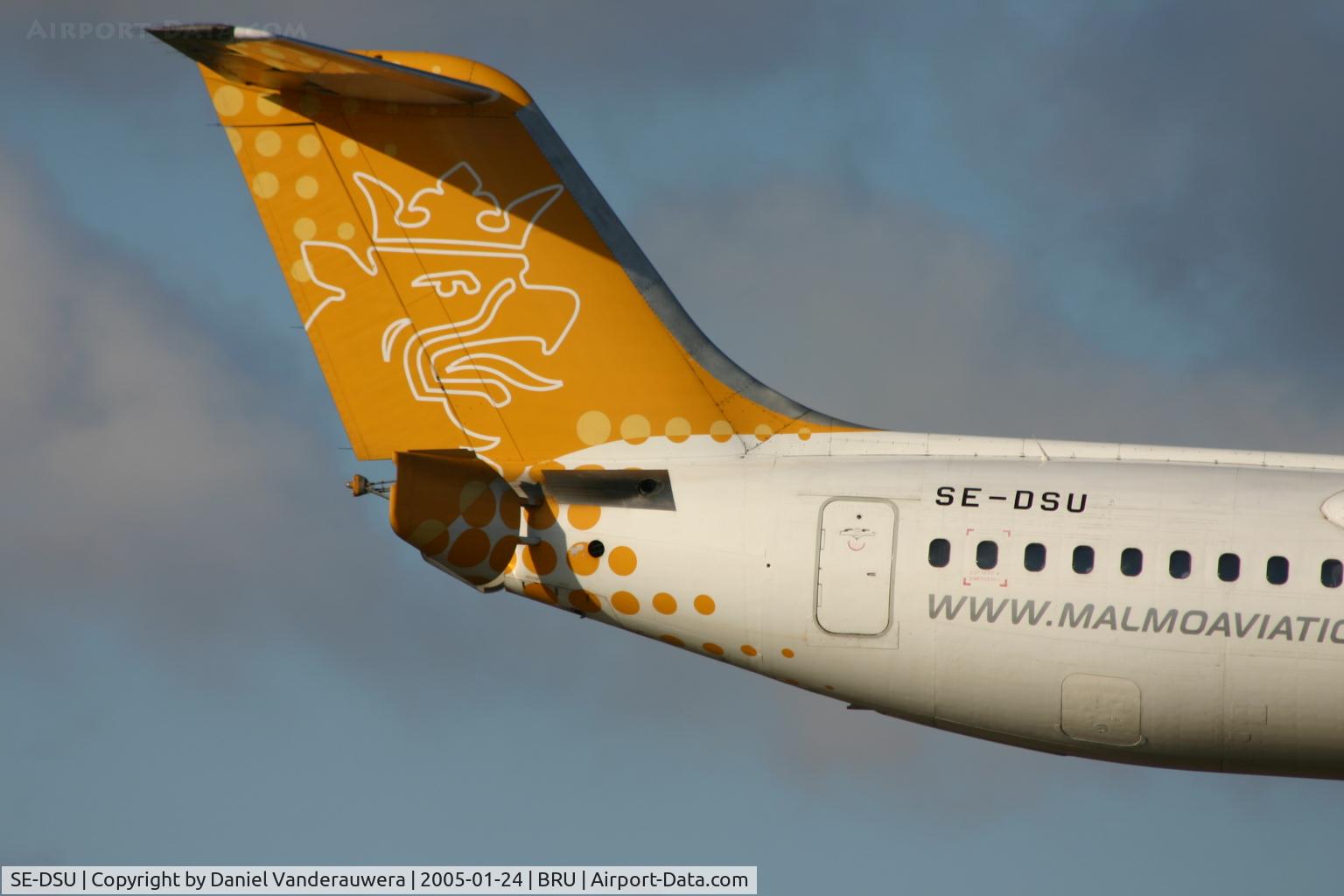 SE-DSU, 1994 British Aerospace Avro 146-RJ100 C/N E3248, shortly before landing on rwy 02