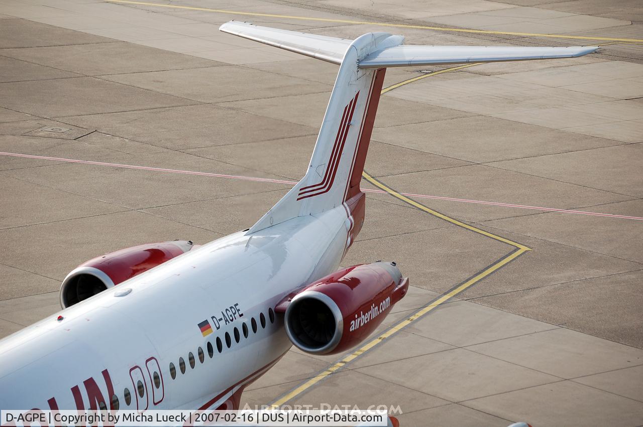 D-AGPE, 1990 Fokker 100 (F-28-0100) C/N 11300, Tail