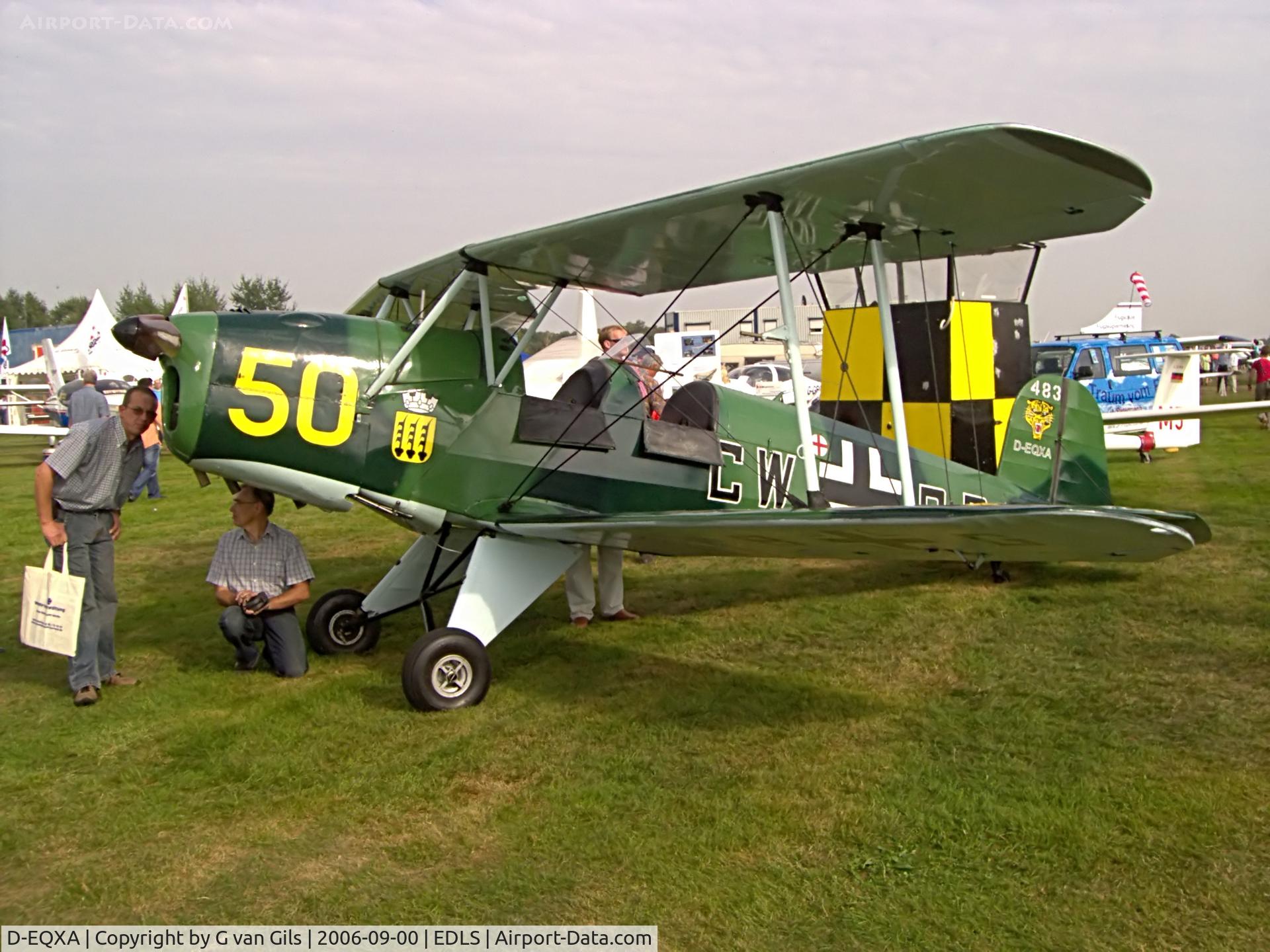 D-EQXA, 1950 CASA 1-131E Jungmann C/N 1052, I took this photo at EDLS Stadtlohn in Germany september 2006 during an air show.