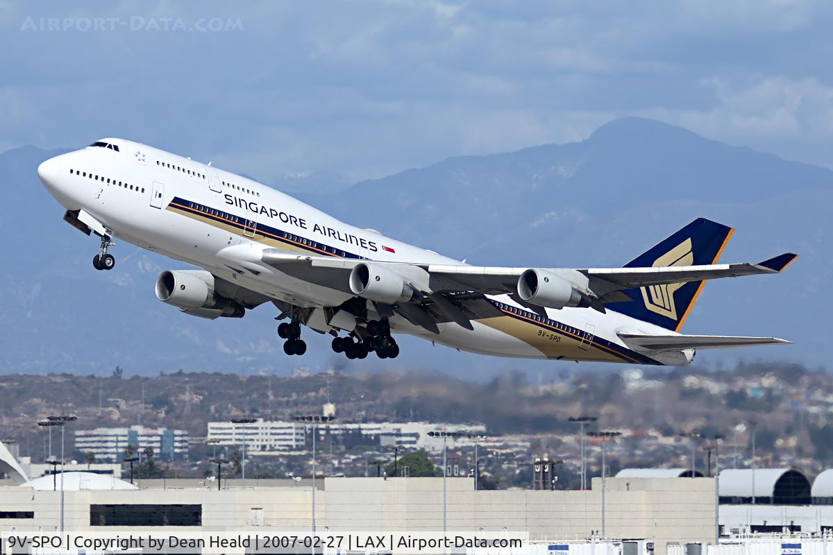 9V-SPO, 2001 Boeing 747-412 C/N 28028, Singapore Airlines 9V-SPO (FLT SIA11) climbing out from RWY 25R enroute to Narita Int'l (RJAA).