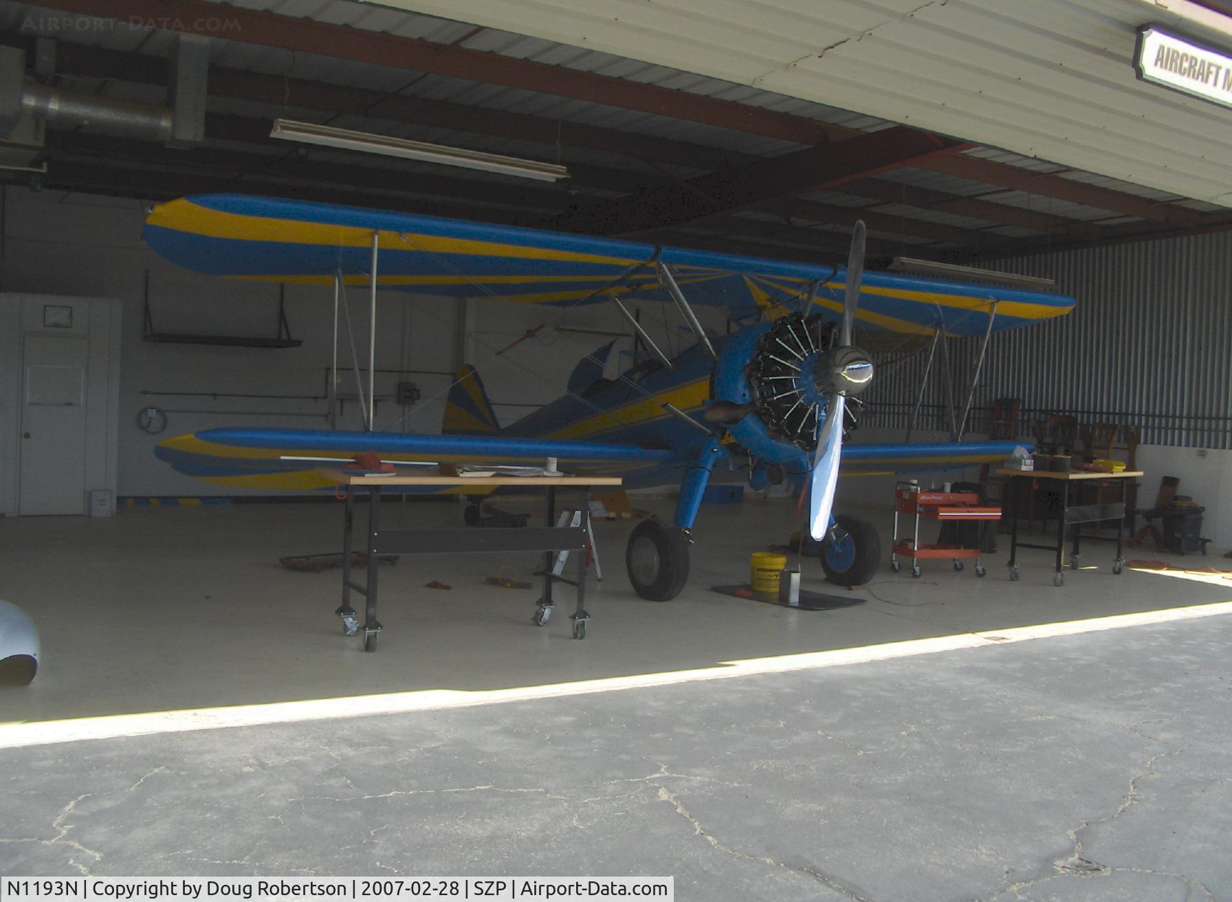 N1193N, 1941 Boeing E75 C/N 75-1218, 1941 Boeing Stearman E75, P&W R-985 upgrade from original Lycoming R-680-17, maintenance