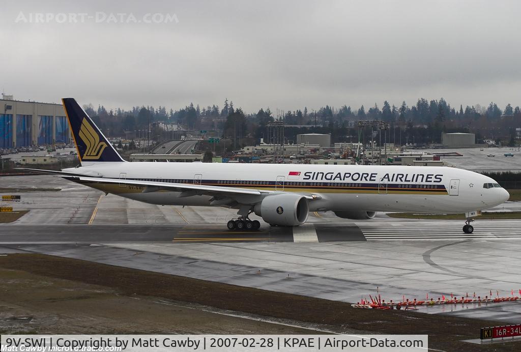 9V-SWI, 2007 Boeing 777-312/ER C/N 34574, First flight from Paine Field