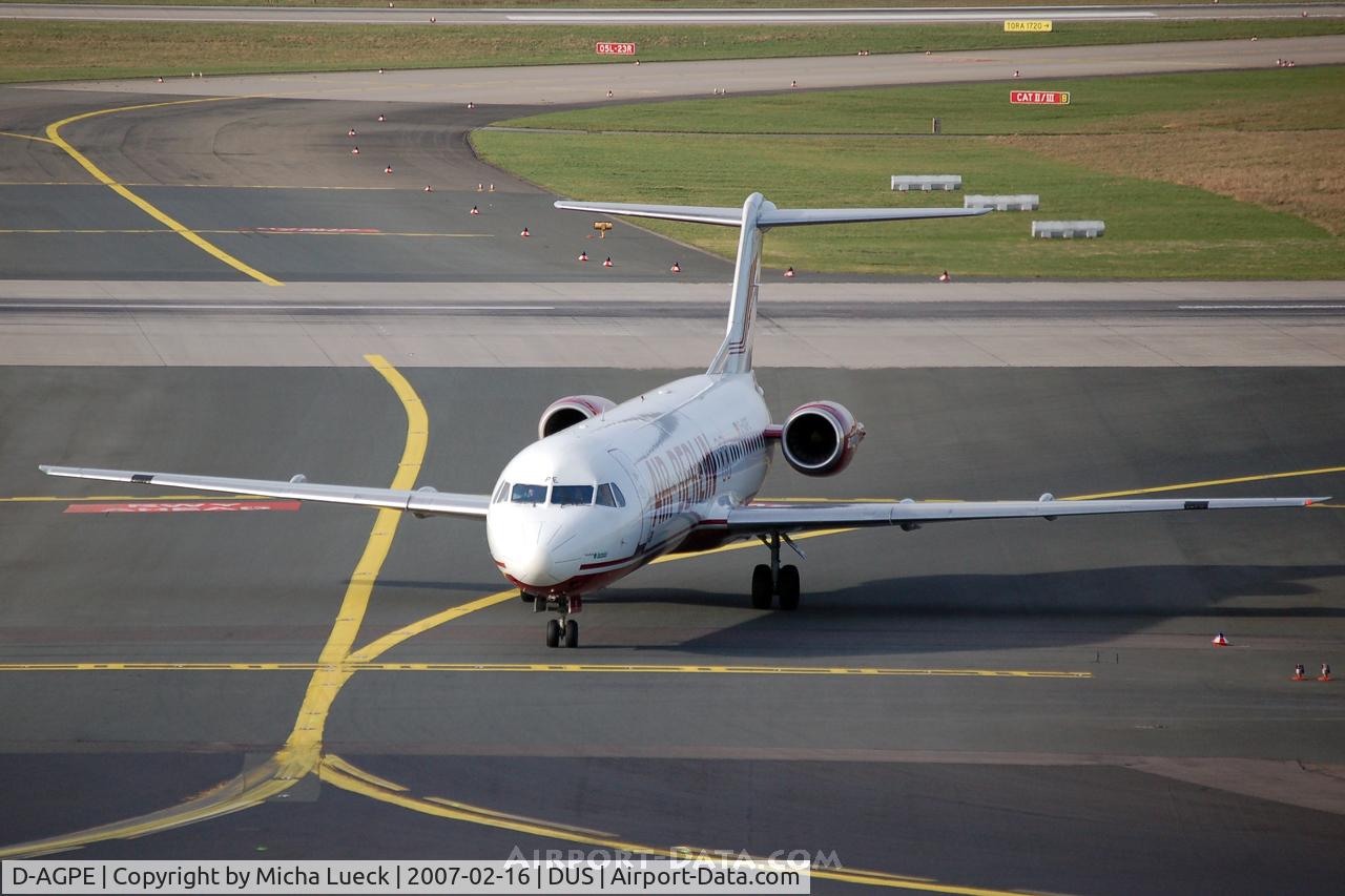 D-AGPE, 1990 Fokker 100 (F-28-0100) C/N 11300, Just landed