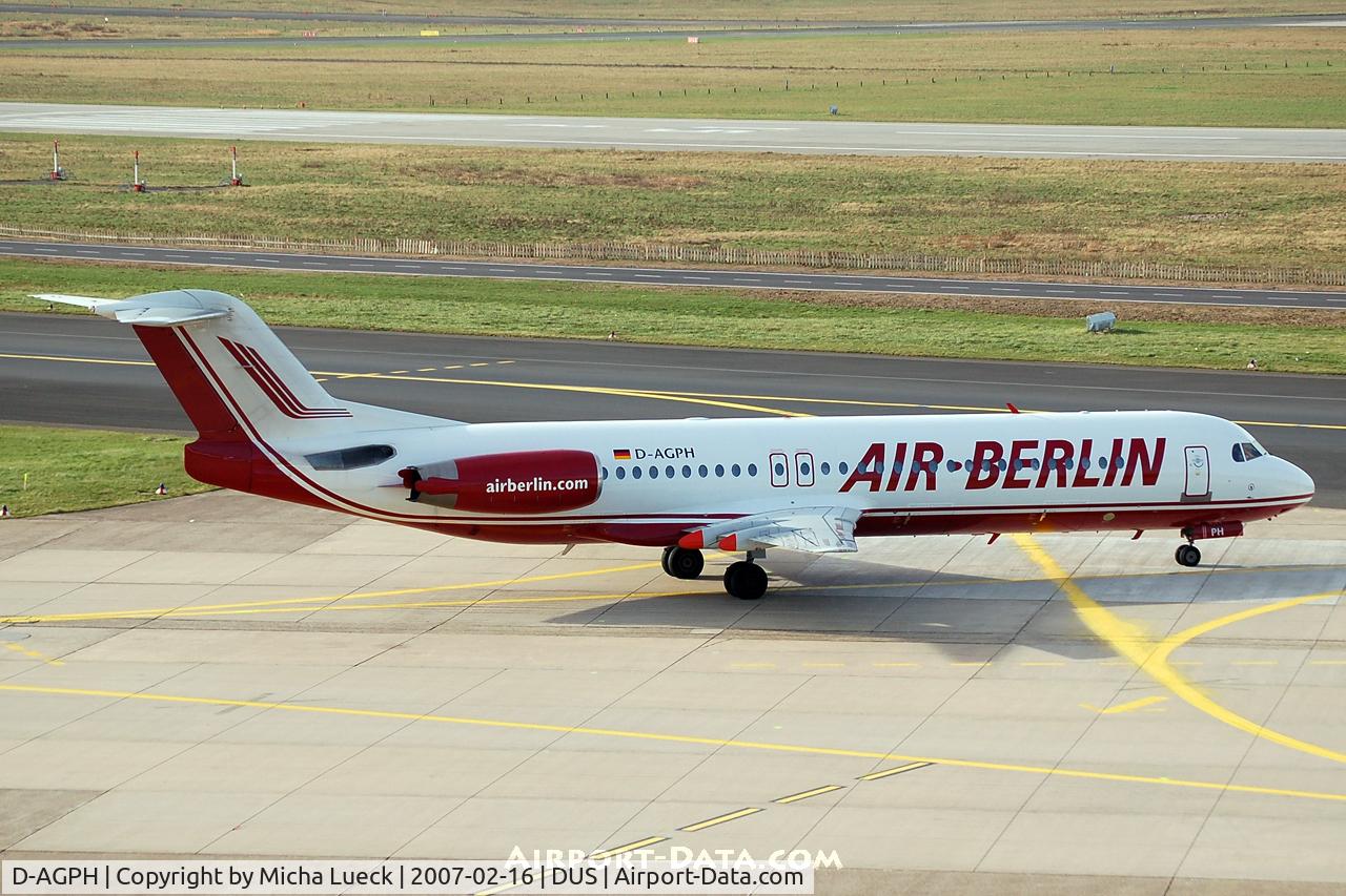 D-AGPH, 1990 Fokker 100 (F-28-0100) C/N 11308, Taxiing to the runway