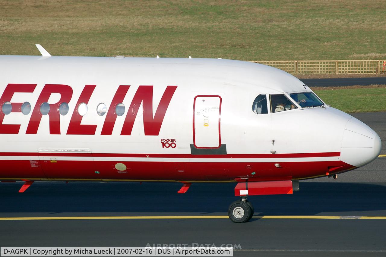 D-AGPK, 1990 Fokker 100 (F-28-0100) C/N 11313, Taxiing to the runway