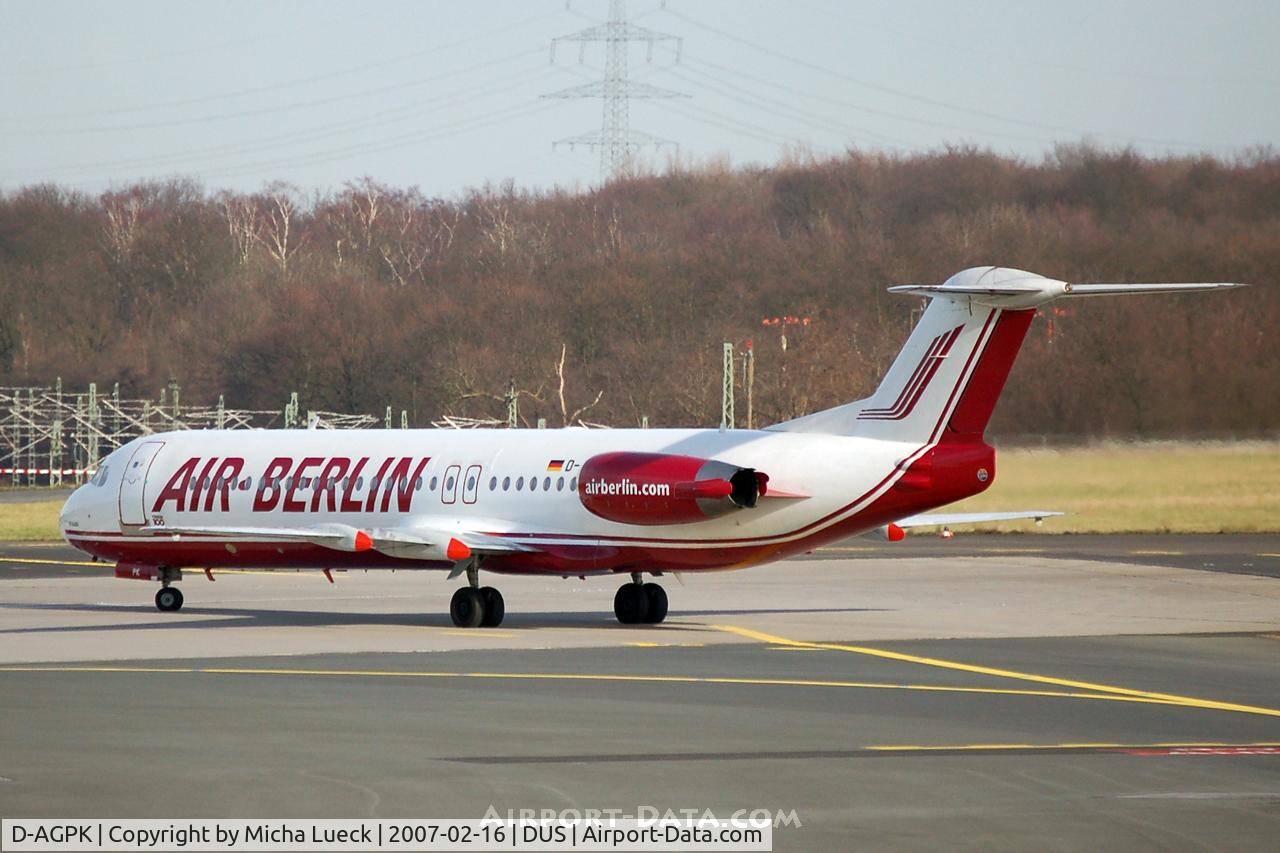 D-AGPK, 1990 Fokker 100 (F-28-0100) C/N 11313, Turning on the the runway for take off