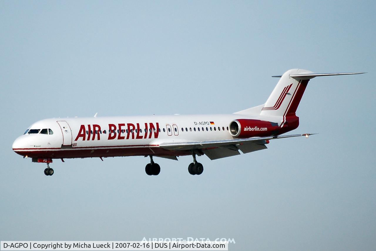 D-AGPO, 1991 Fokker 100 (F-28-0100) C/N 11334, On short finals