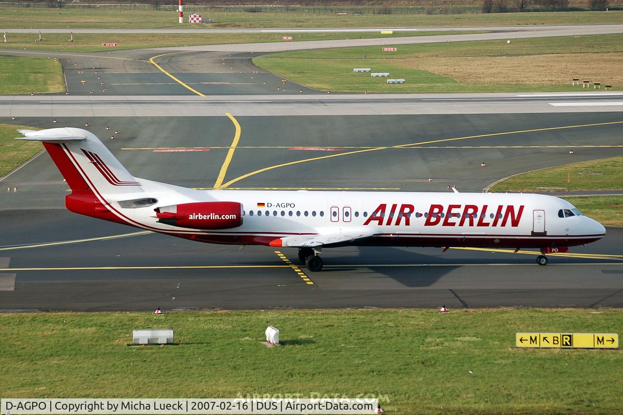 D-AGPO, 1991 Fokker 100 (F-28-0100) C/N 11334, Taxiing to the runway
