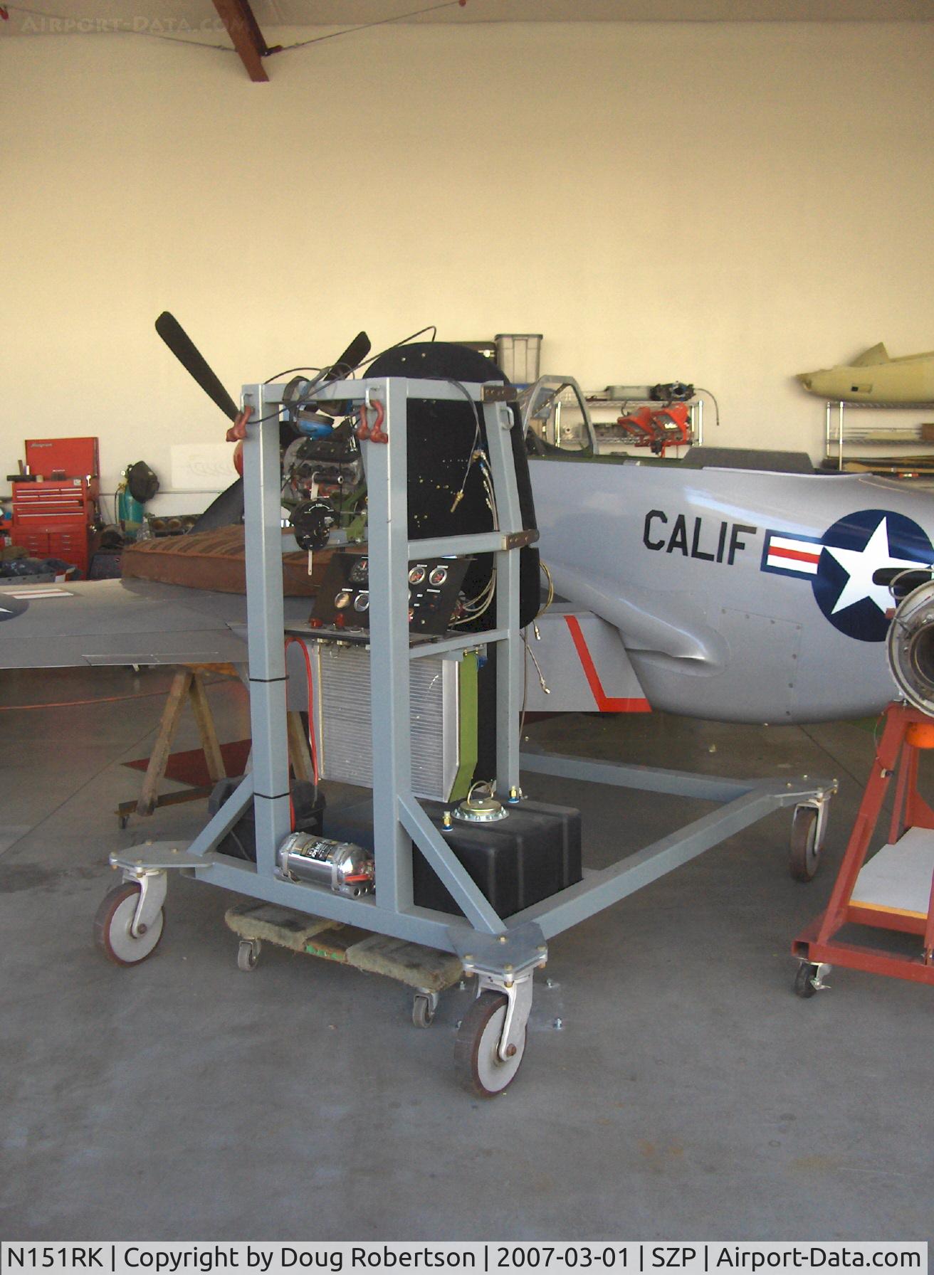 N151RK, 1998 North American TF-51 Replica C/N 060, Reciprocating engine run stand for Corvette LS6 400 Hp engine adapted to 70% scale TF-51 Mustang at SZP's Area 51