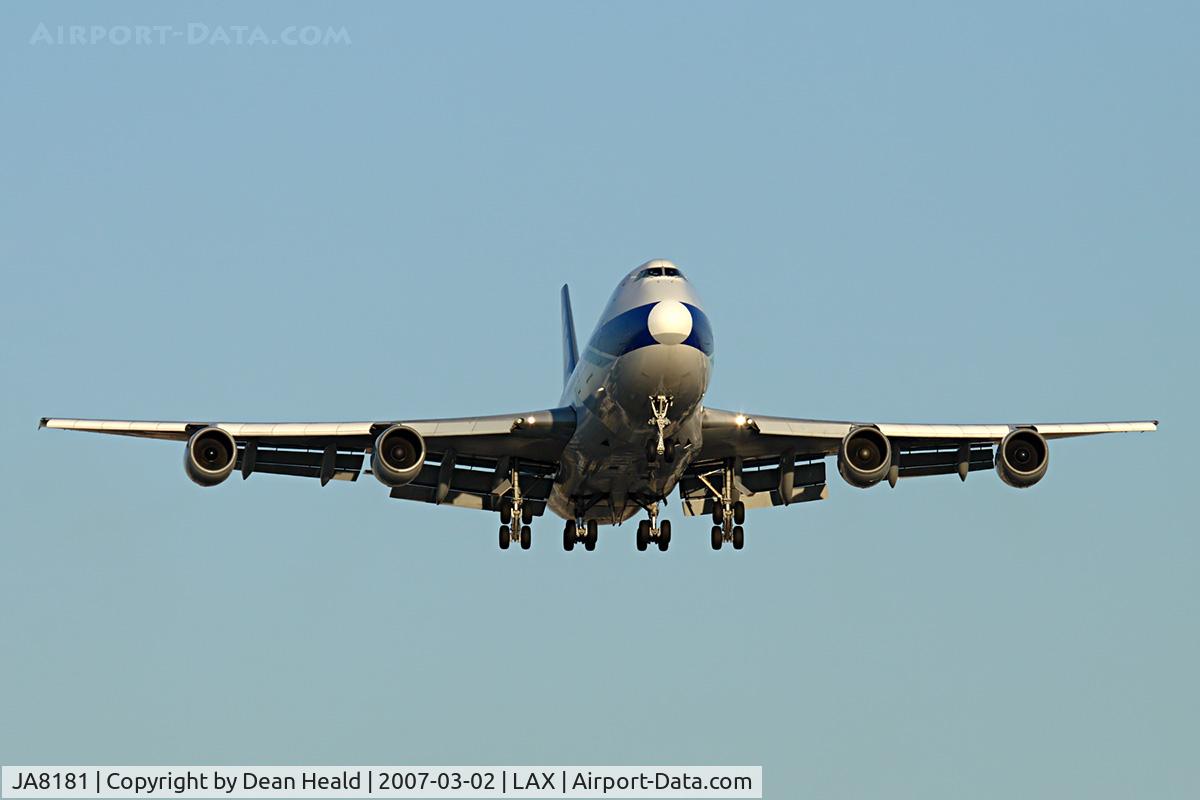JA8181, 1986 Boeing 747-281B C/N 23698, NCA JA8181 (FLT NCA182) from Ted Stevens Anchorage Int'l (PANC) on short-final to RWY 24R.