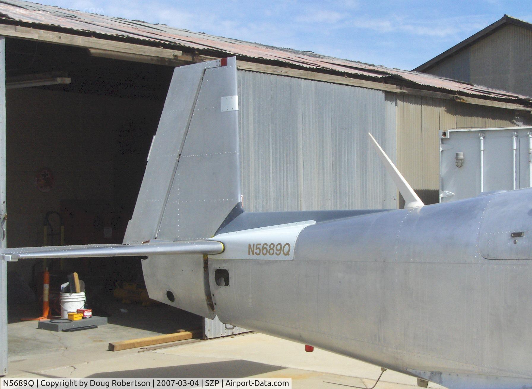 N5689Q, 1965 Mooney M20C Ranger C/N 3043, 1965 Mooney M20C, Lycoming O&VO-360 180 Hp, stripping for repaint, tail detail