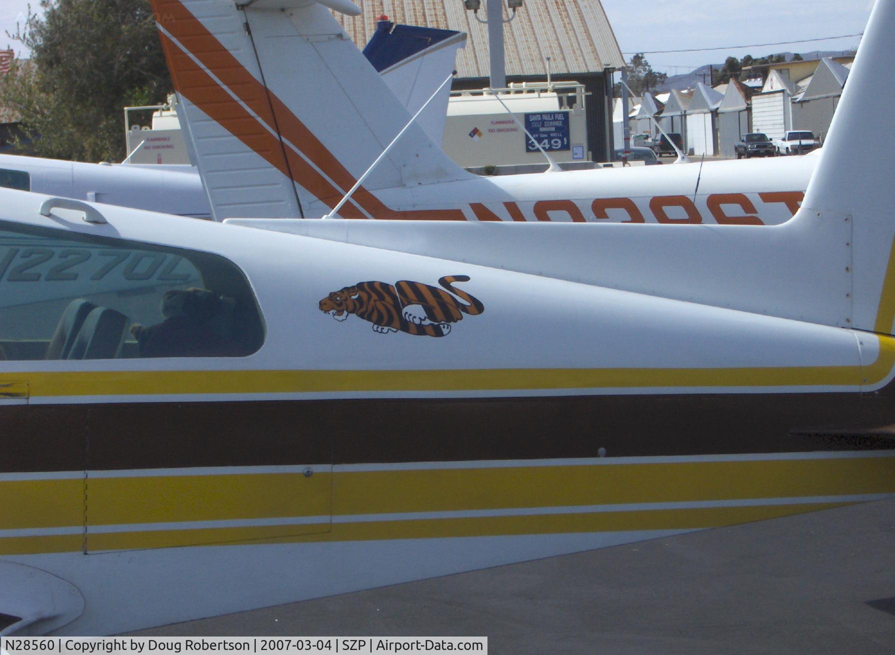 N28560, 1977 Grumman American AA-5B Tiger C/N AA5B0682, 1977 Grumman American AA-5B TIGER, Lycoming O&VO-360 180 Hp, the Tiger's logo