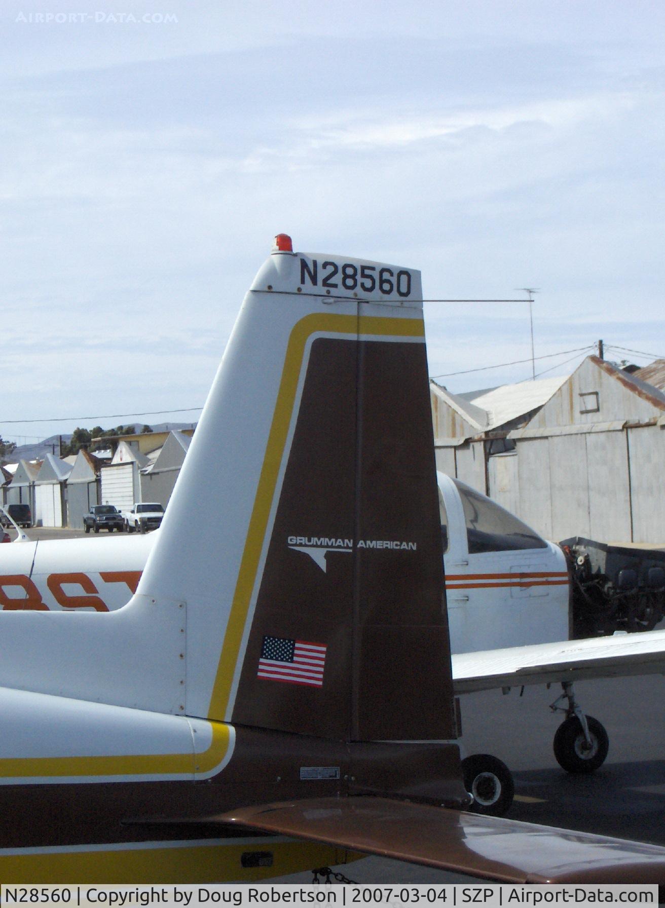 N28560, 1977 Grumman American AA-5B Tiger C/N AA5B0682, 1977 Grumman American AA-5B TIGER, Lycoming O&VO-360 180 Hp, the Tiger's tail