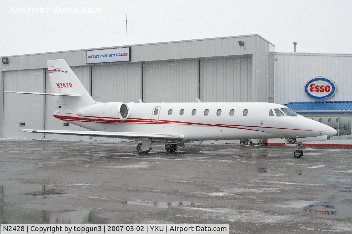 N2428, 2005 Cessna 680 Citation Sovereign C/N 680-0046, Parked at ESSO ramp.