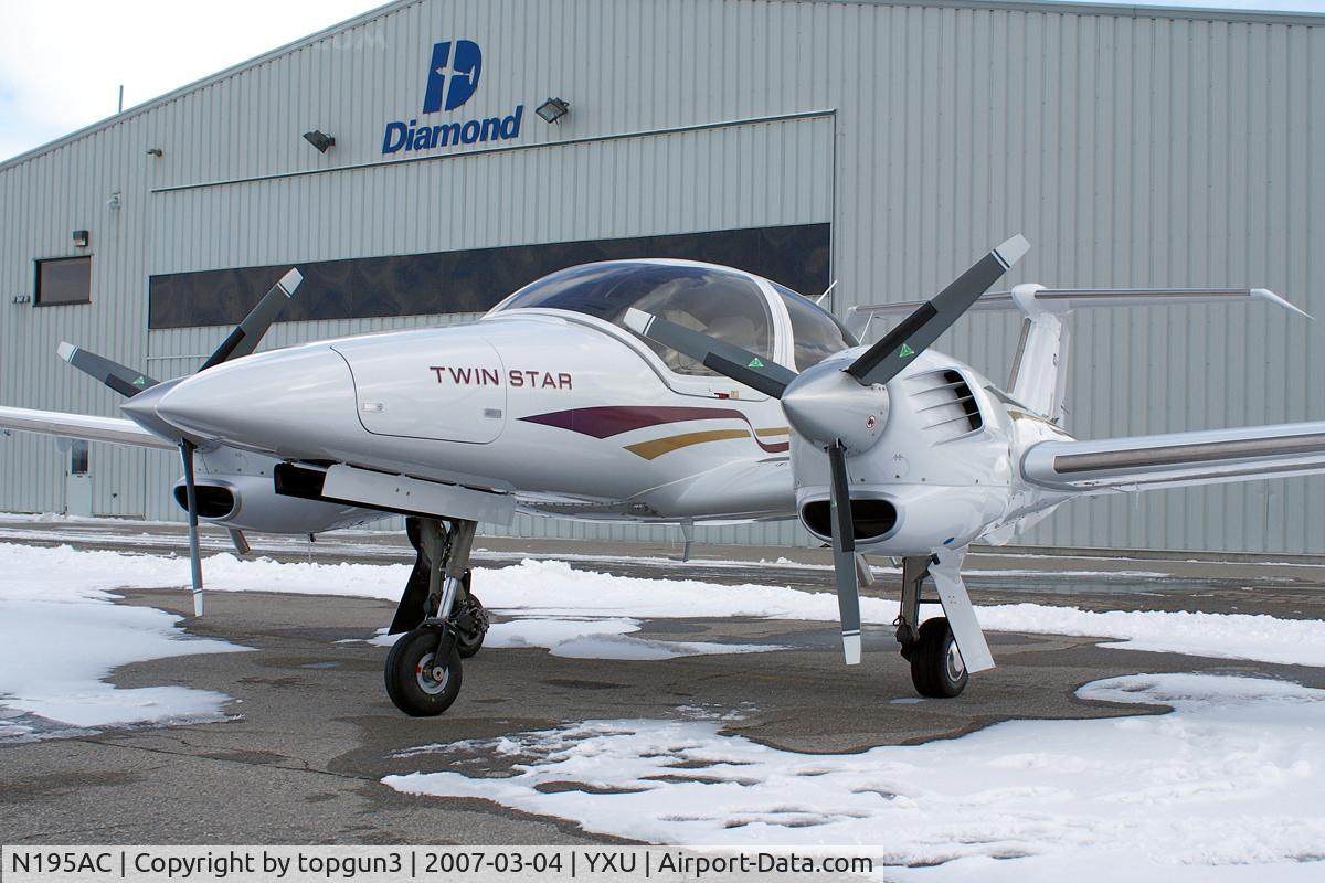 N195AC, 2007 Diamond DA-42 Twin Star C/N 42.AC040, Parked in front of Diamond Flight Centre