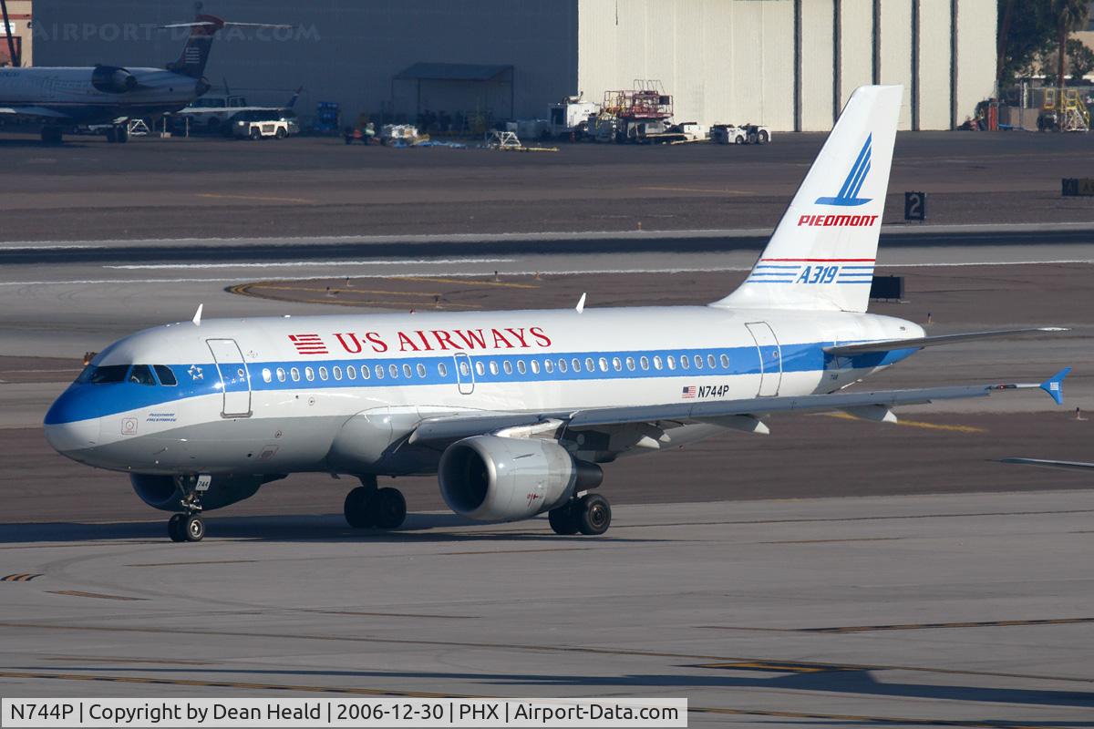 N744P, 2000 Airbus A319-112 C/N 1287, US Airways N744P in Piedmont retro livery.