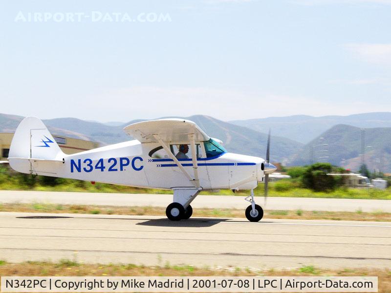 N342PC, 1953 Piper PA-22 C/N 22-1703, Take off Cub Fly In Lompoc Calif