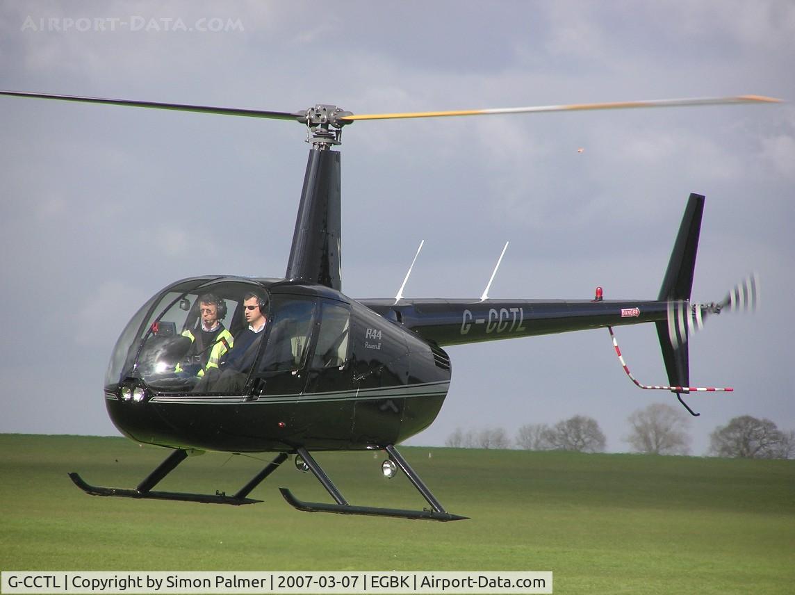 G-CCTL, 2004 Robinson R44 Raven II C/N 10309, Robinson R44 leaving Sywell