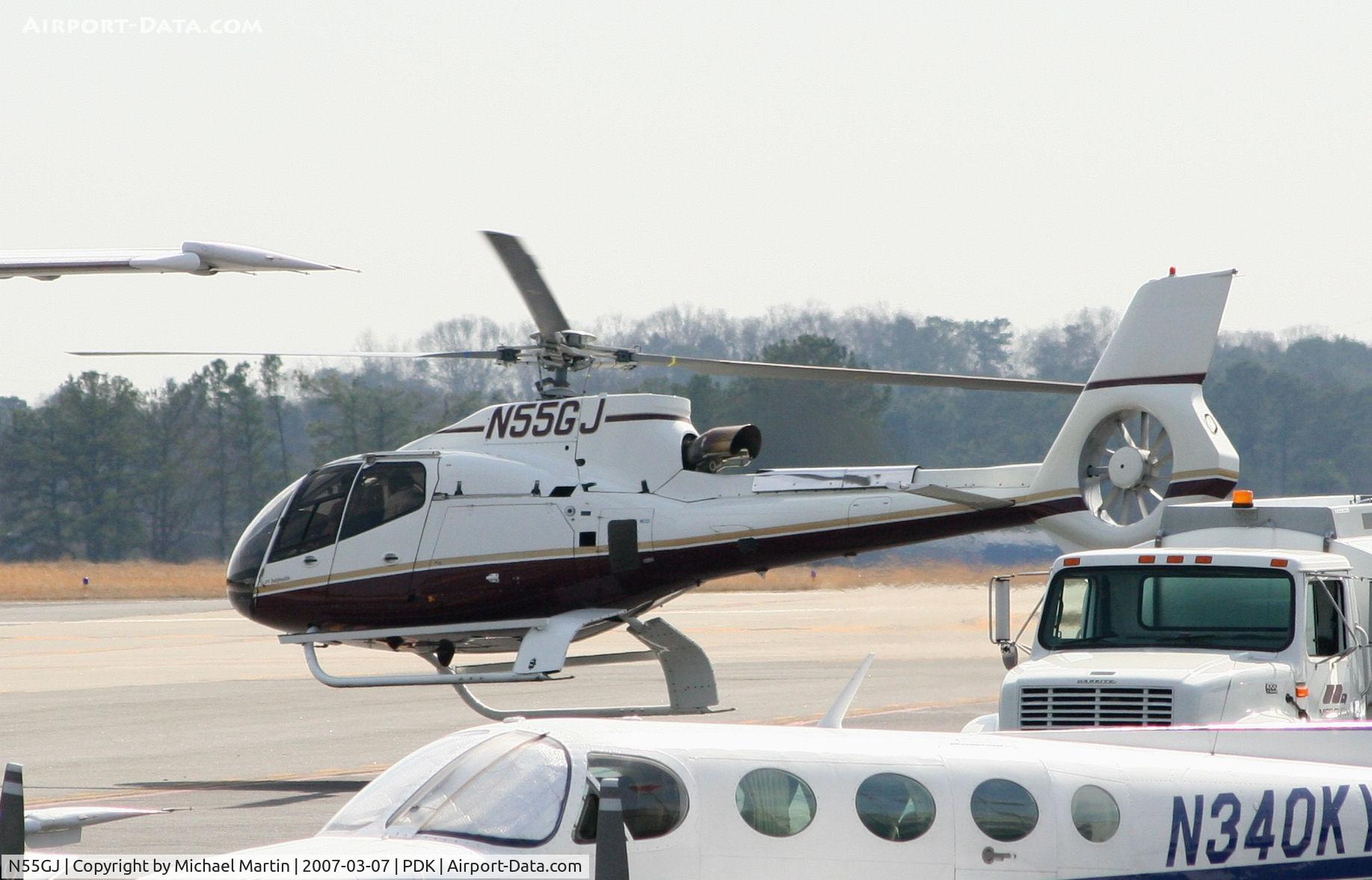 N55GJ, 2003 Eurocopter EC-130B-4 (AS-350B-4) C/N 3745, Departing Mercury Air Center