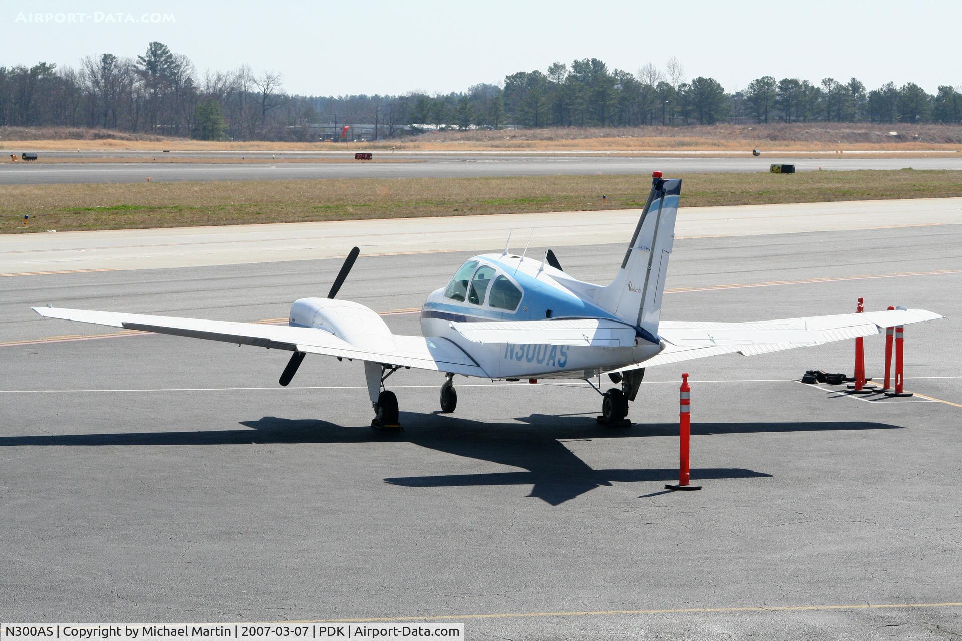 N300AS, 1975 Beech B-55 C/N TC-1908, Tied down @ Mercury Air Center