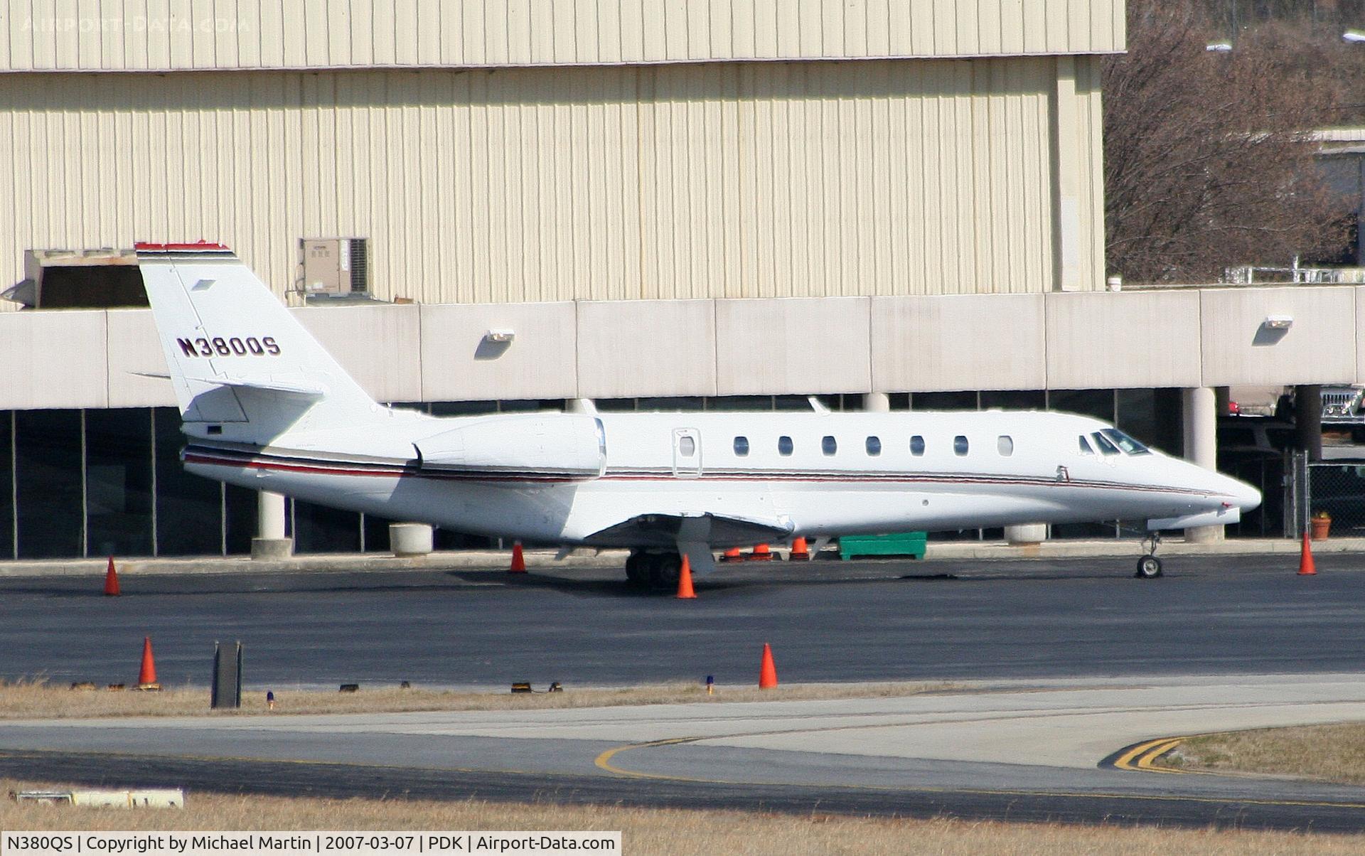 N380QS, 2006 Cessna 680 Citation Sovereign C/N 680-0089, Tied down @ Signature Flight Support