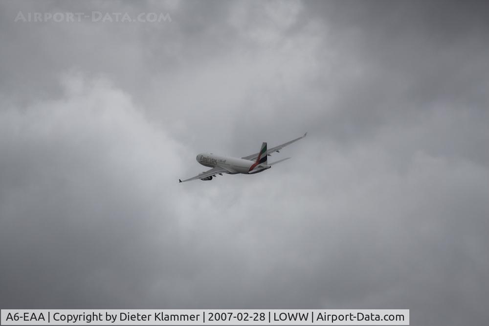 A6-EAA, 2000 Airbus A330-243 C/N 348, Emirates climbing out of Dubai