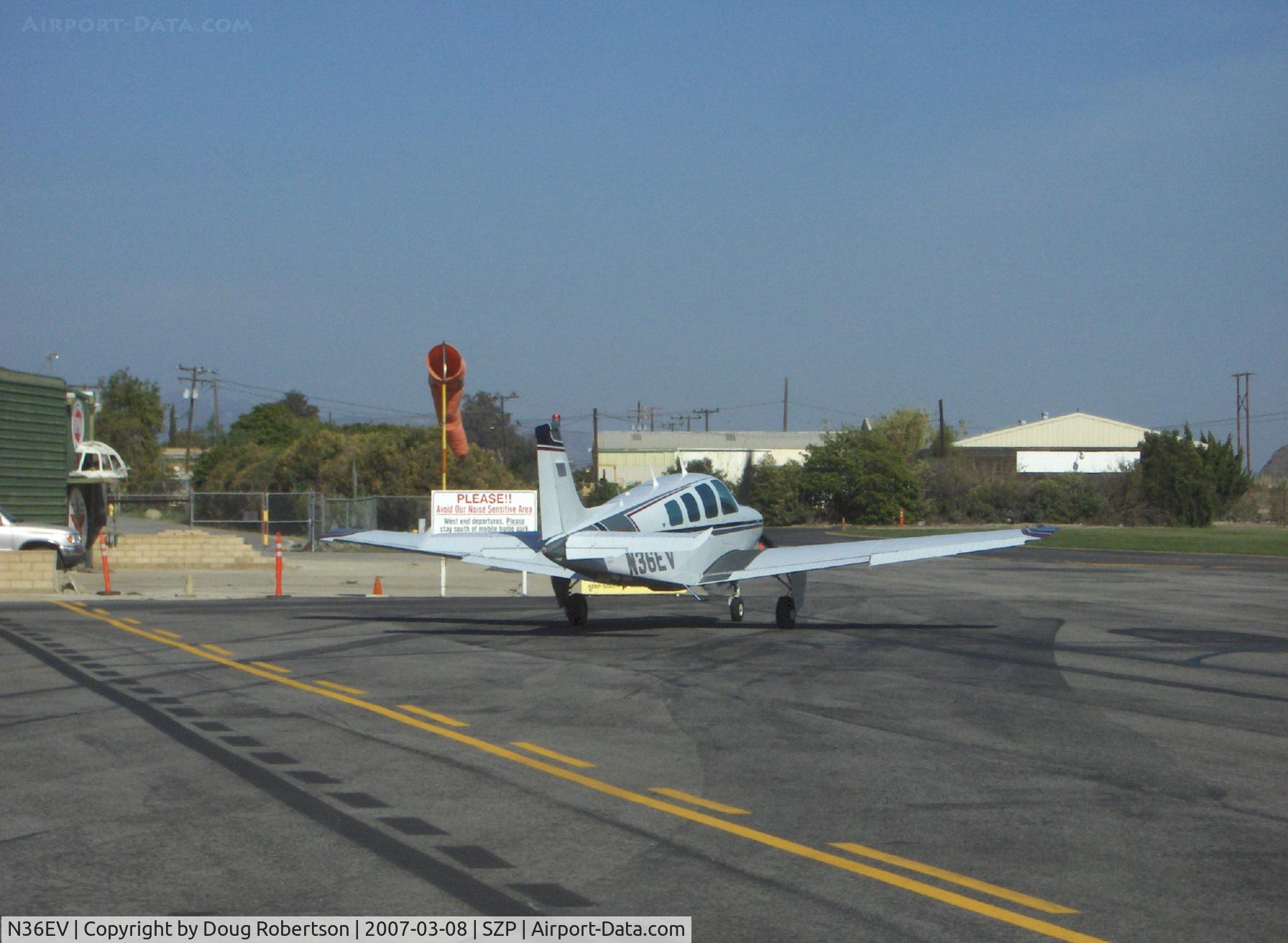 N36EV, 1979 Beech A36 Bonanza 36 C/N E-1469, 1979 Beech A36 BONANZA, Continental IO-520 285 Hp, runup for rwy 22