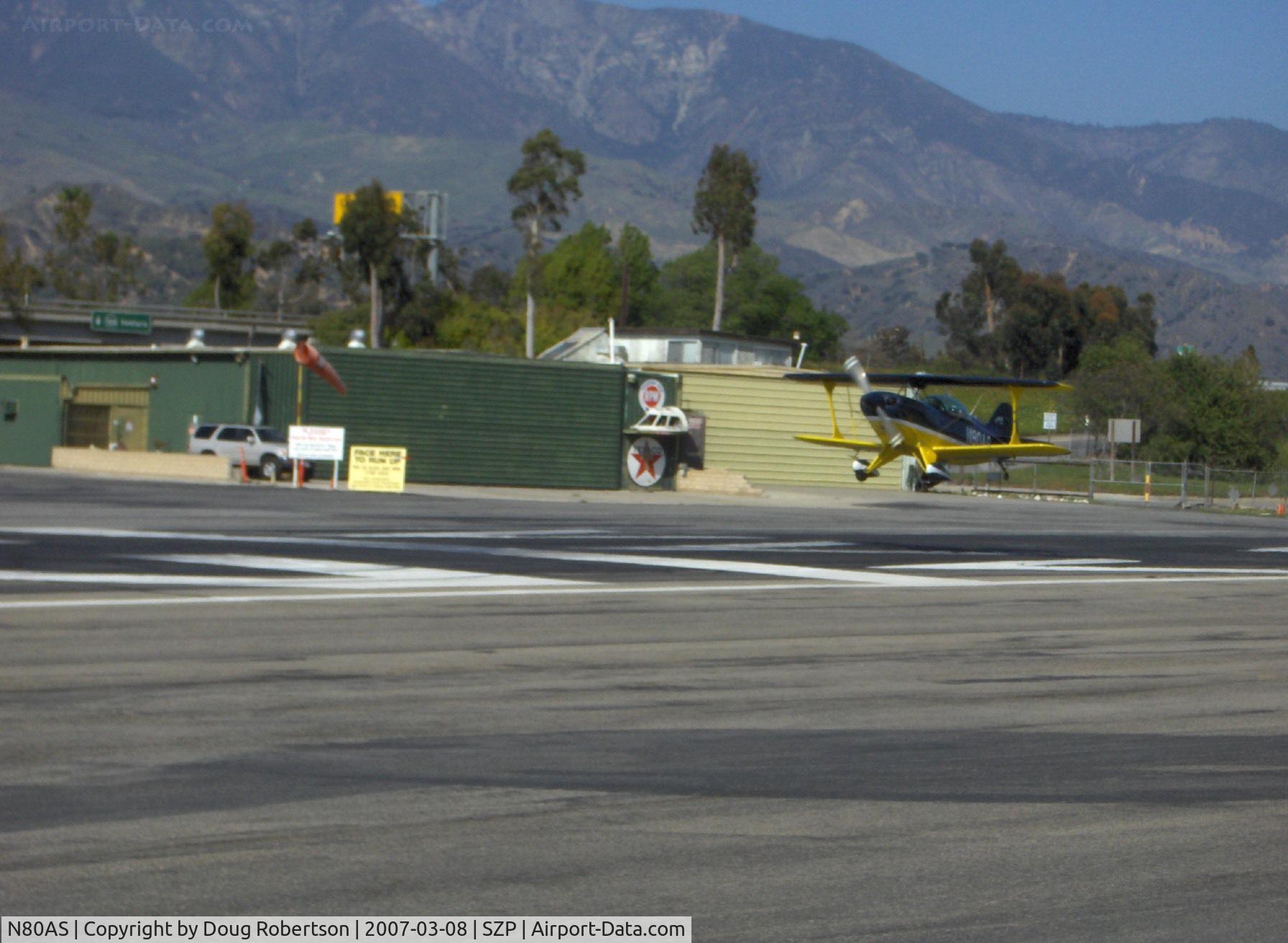 N80AS, 1992 Pitts S-2B Special C/N 5244, 1992 Pitts Aerobatics PITTS S-2B, Lycoming AEIO-540, landing Rwy 22