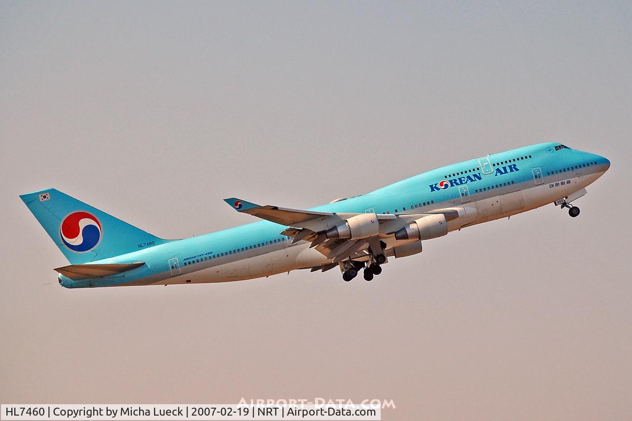 HL7460, 1997 Boeing 747-4B5 C/N 26404, Climbing out of Narita