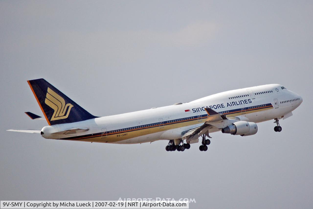 9V-SMY, 1994 Boeing 747-412 C/N 27217, Climbing out of Narita