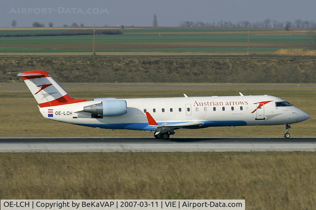 OE-LCH, 1996 Canadair CRJ-200LR (CL-600-2B19) C/N 7110, Shortly after touching down on Rwy 34