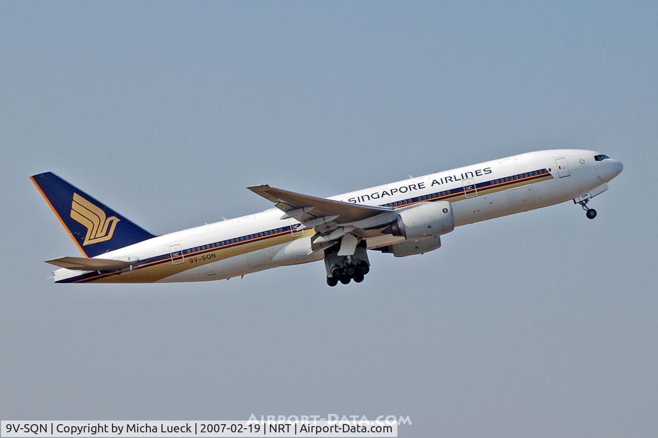 9V-SQN, 2004 Boeing 777-212/ER C/N 33373, Climbing out of Narita