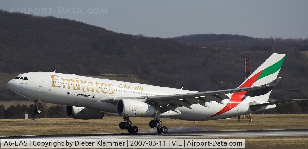 A6-EAS, 2003 Airbus A330-243 C/N 455, Emirates A330-just touch down of RWY34