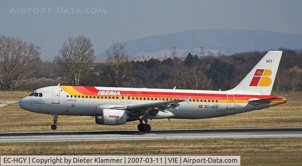 EC-HGY, 2000 Airbus A320-214 C/N 1200, Iberia A320-214 touch down to RWY 34
