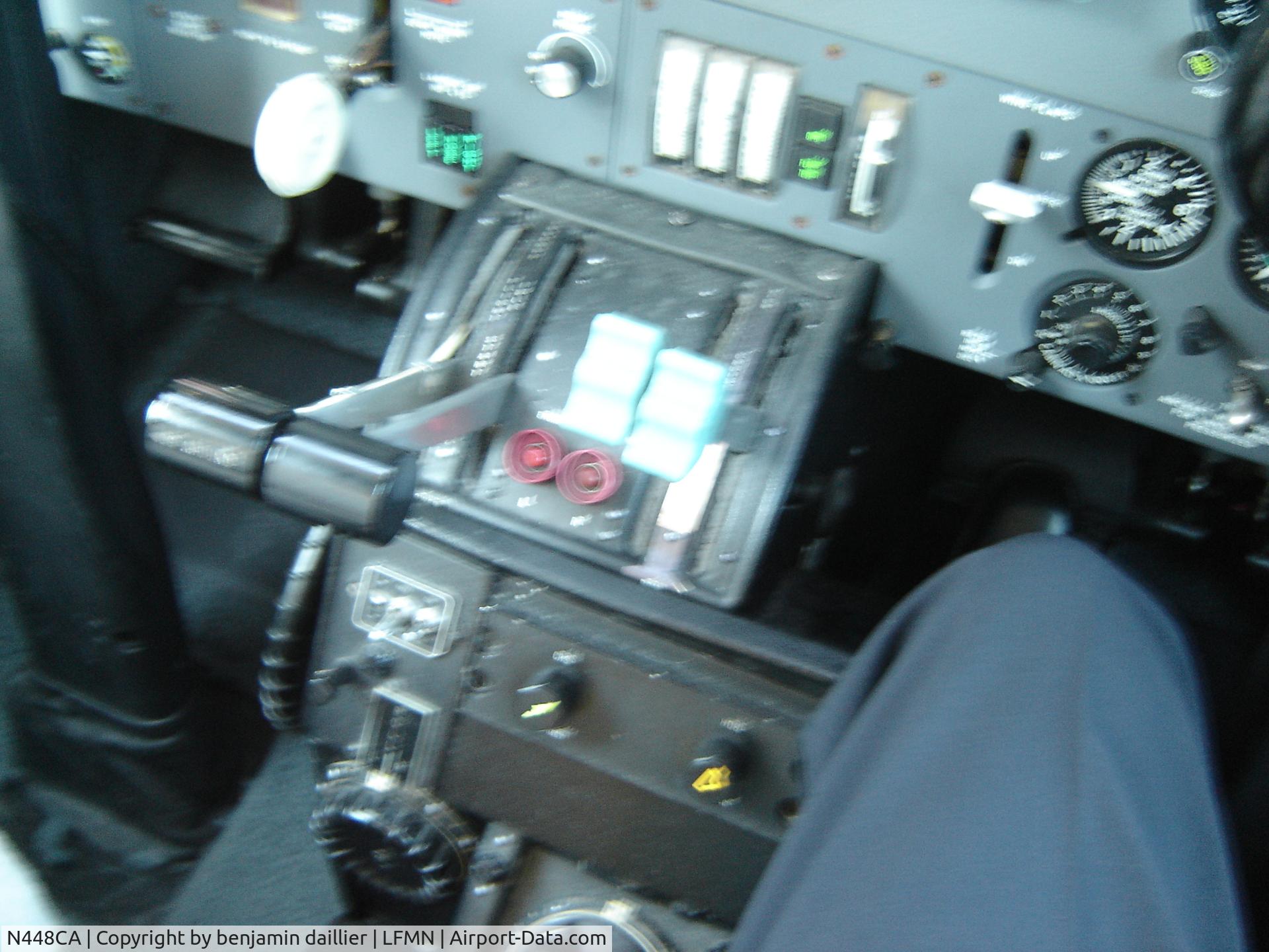N448CA, 1986 Piper PA-42-1000 Cheyenne 400LS C/N 42-5527034, throttle view from my right seat