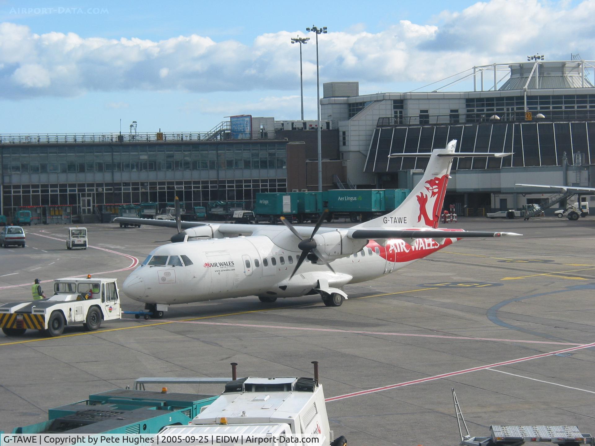 G-TAWE, 1994 ATR 42-320 C/N 371, Air Wales ATR-42 pushing back at Dublin, Eire