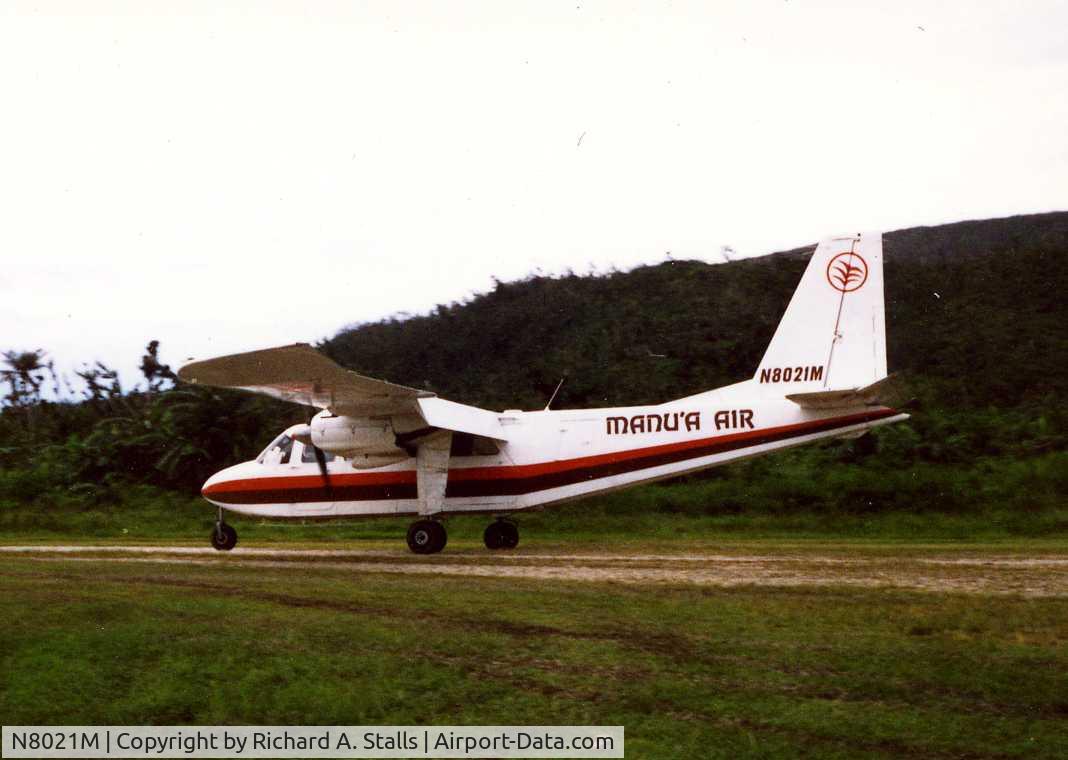 N8021M, 1971 Britten-Norman BN-2A-3 Islander C/N 278, Runway in Manu'a, American Samoa