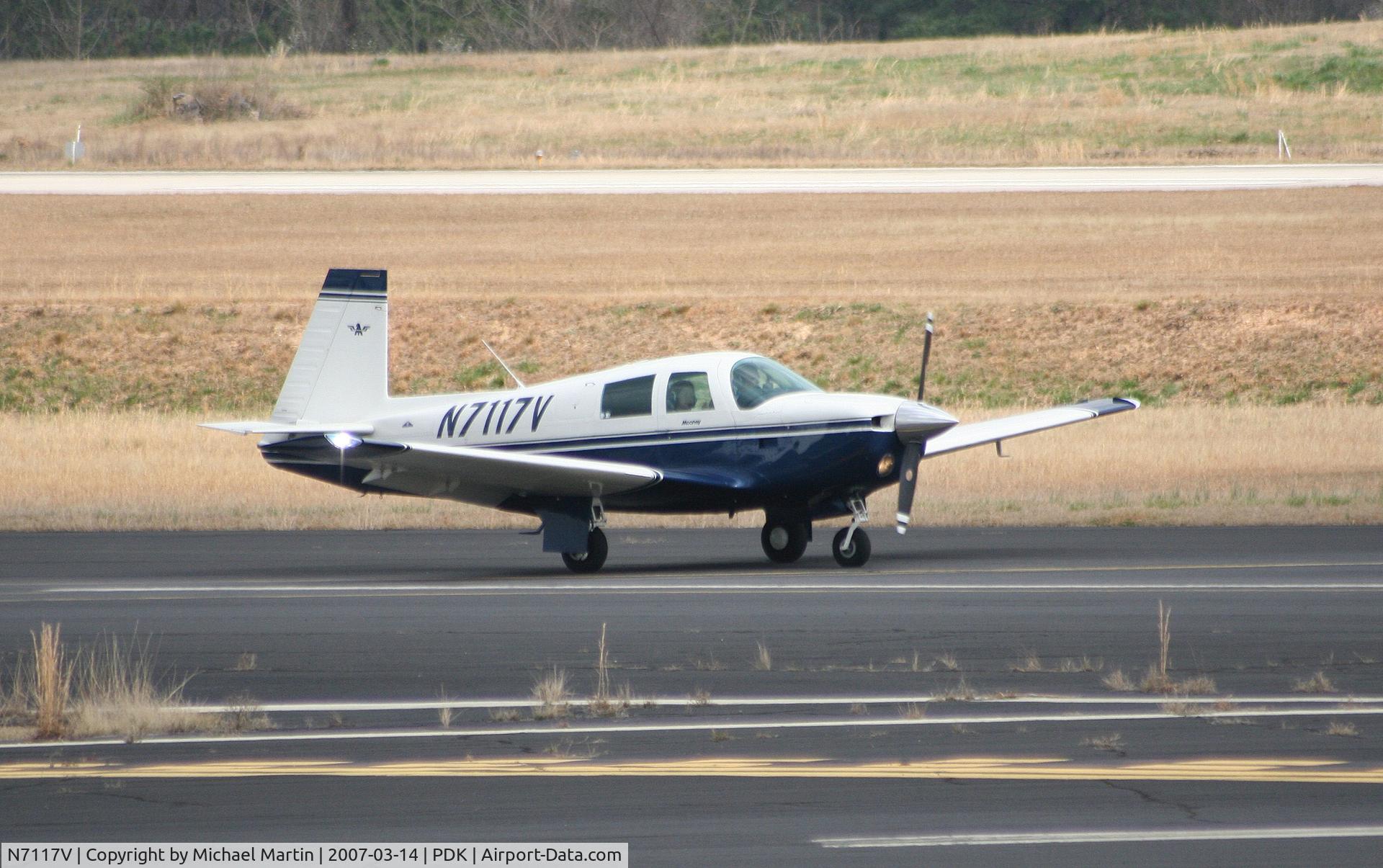 N7117V, 1974 Mooney M20C Ranger C/N 20-0030, Taking off from Runway 20R