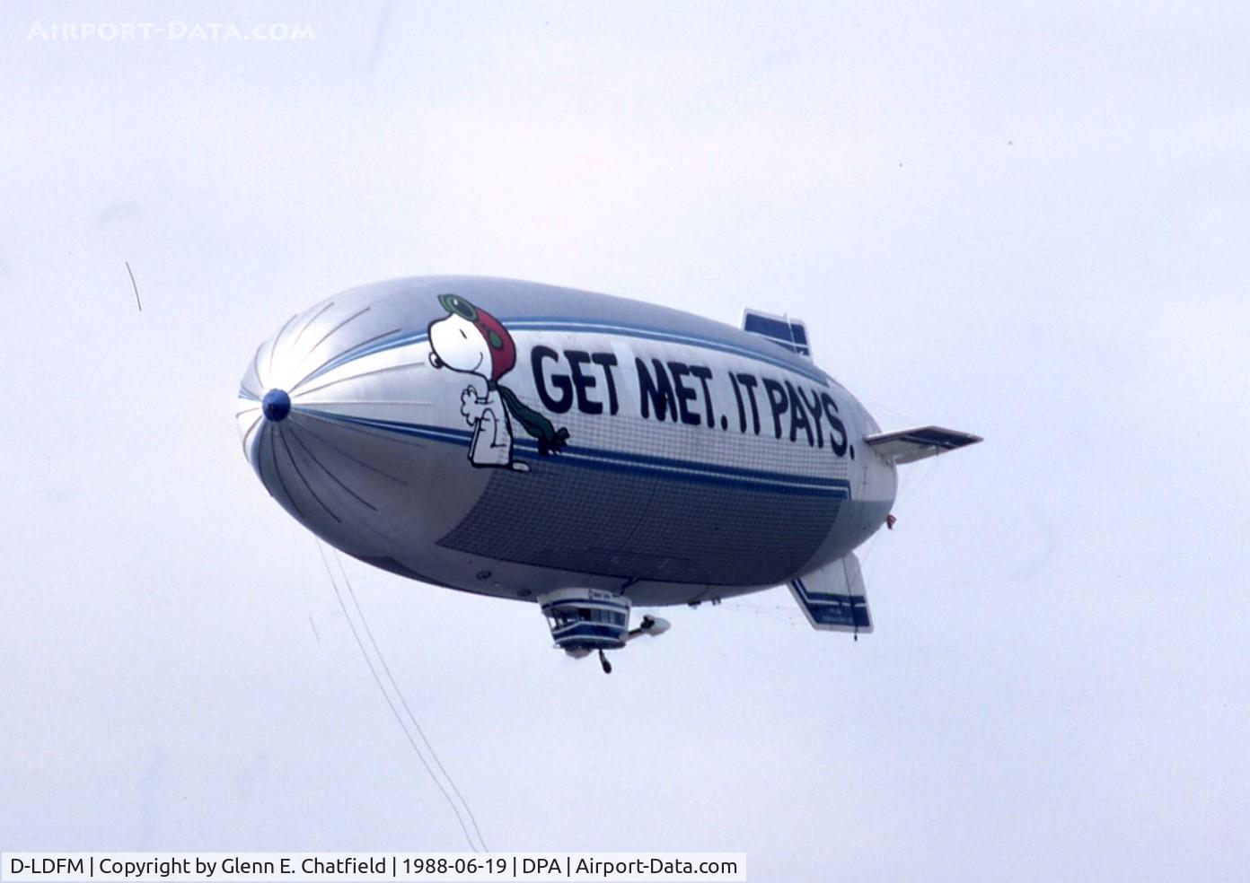 D-LDFM, 1972 Flughafen WDL-1A C/N 100, This one used to be the MacDonald's blimp.  Destroyed in San Antonio 6/11/89