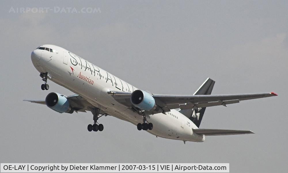 OE-LAY, 1998 Boeing 767-3Z9/ER C/N 29867, Austrian B 767 color StarAlliance climbing out of RWY 29