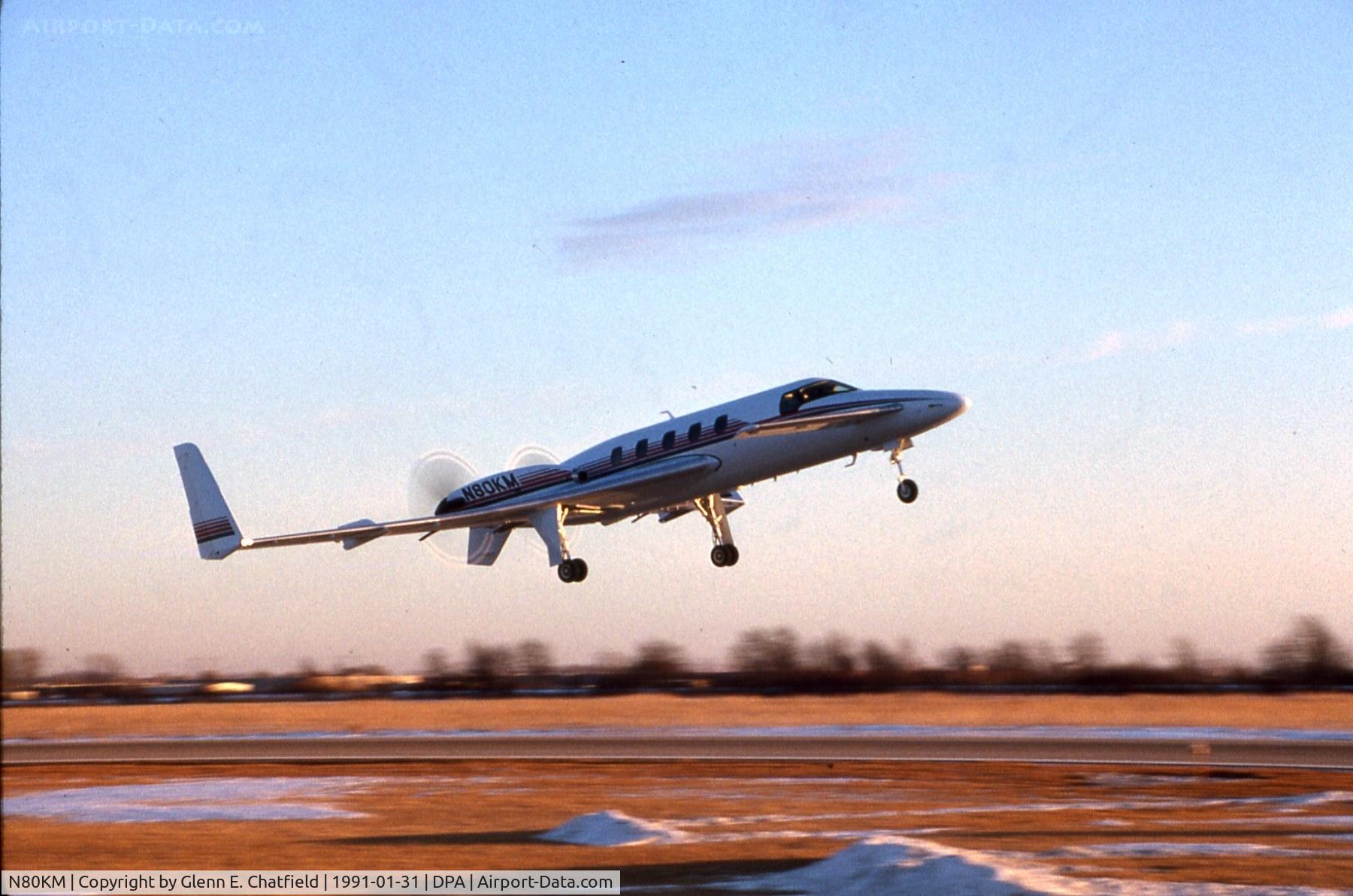 N80KM, Beech 2000 Starship C/N NC-16, Beech Starship taking off at sunset.  K-Mart's plane.