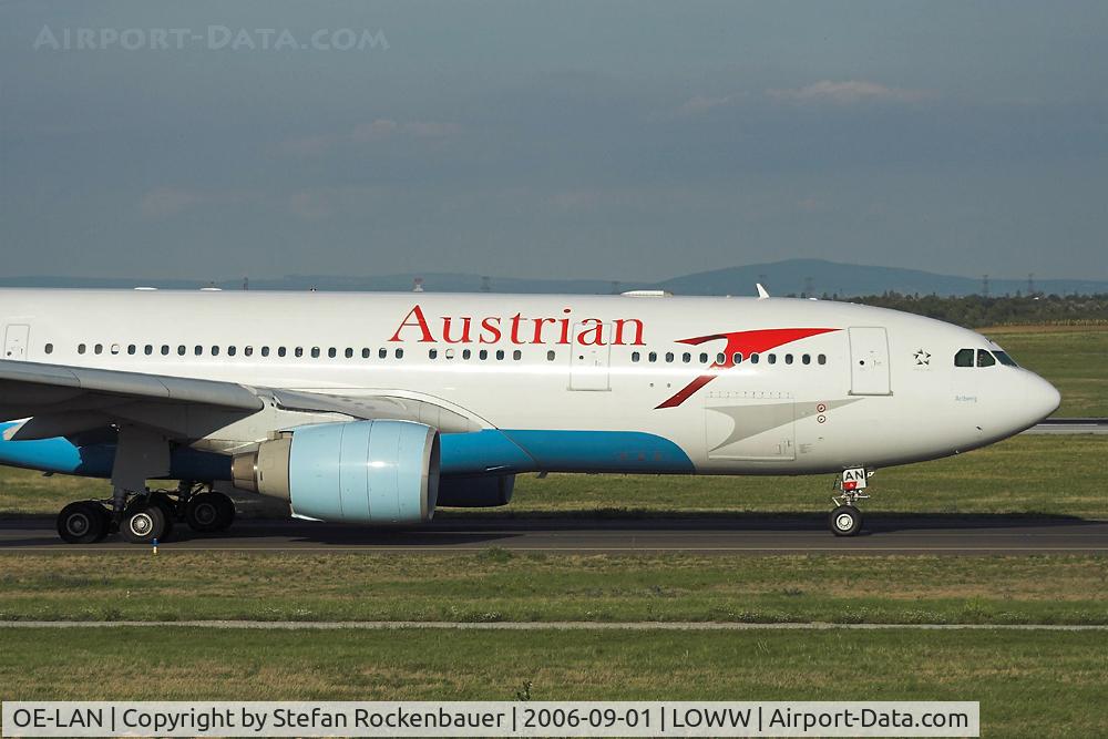 OE-LAN, 1997 Airbus A330-223 C/N 195, On her way to RWY 34.