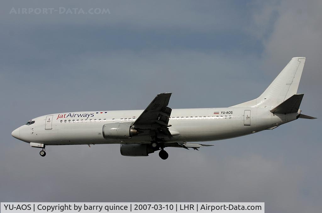 YU-AOS, 1989 Boeing 737-4B7 C/N 24551, JAT AIRWAYS 737