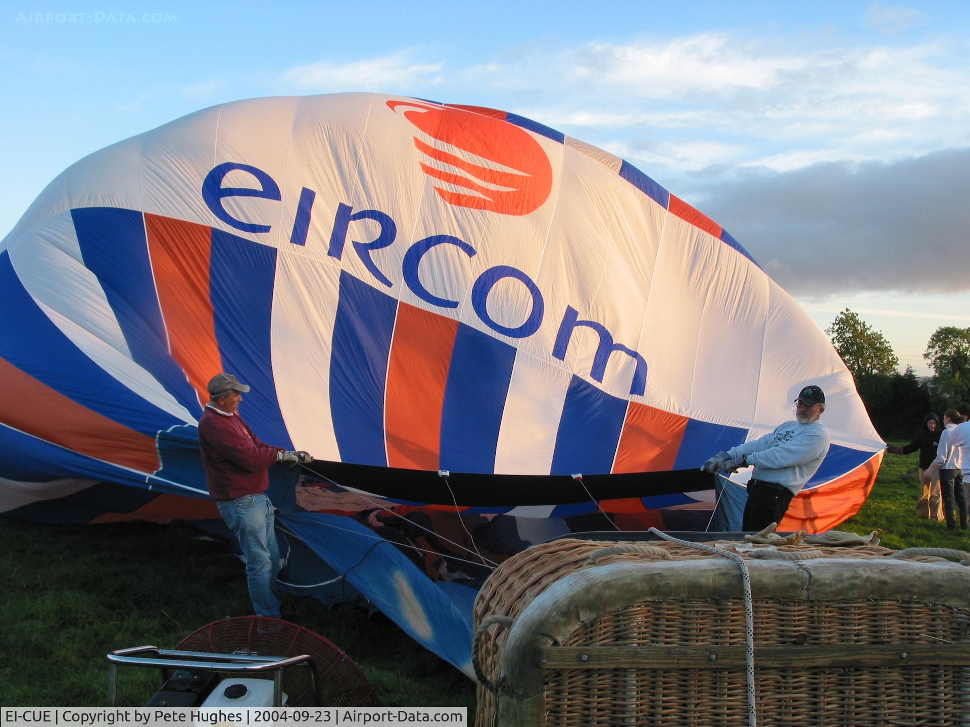 EI-CUE, Cameron, Balloons Ltd HOT AIR BALLOON C/N 4683, a gusty inflation on the banks of the river Shannon