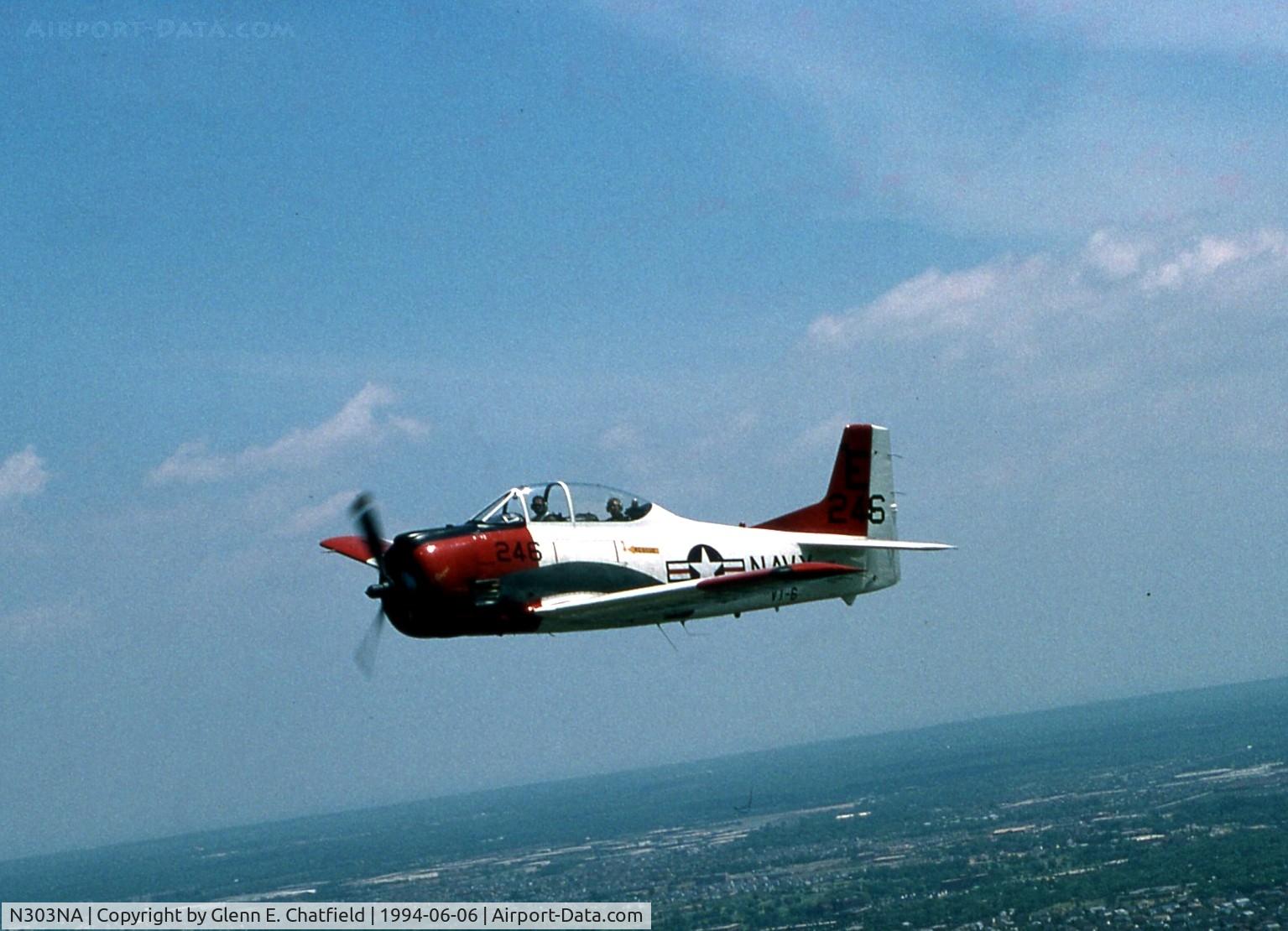 N303NA, 1954 North American T-28B C/N 137808, Shot from the turret position of a TBM, D-Day flight
