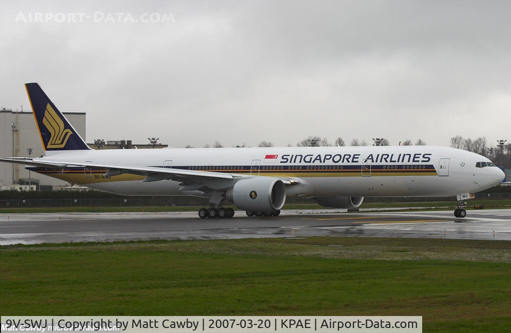 9V-SWJ, 2007 Boeing 777-312/ER C/N 34575, First flight from Paine Field