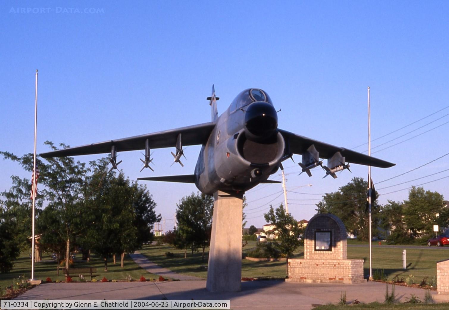 71-0334, 1971 LTV A-7D Corsair II C/N D-245, Mounted at Veteran's Memorial, Altoona, IA