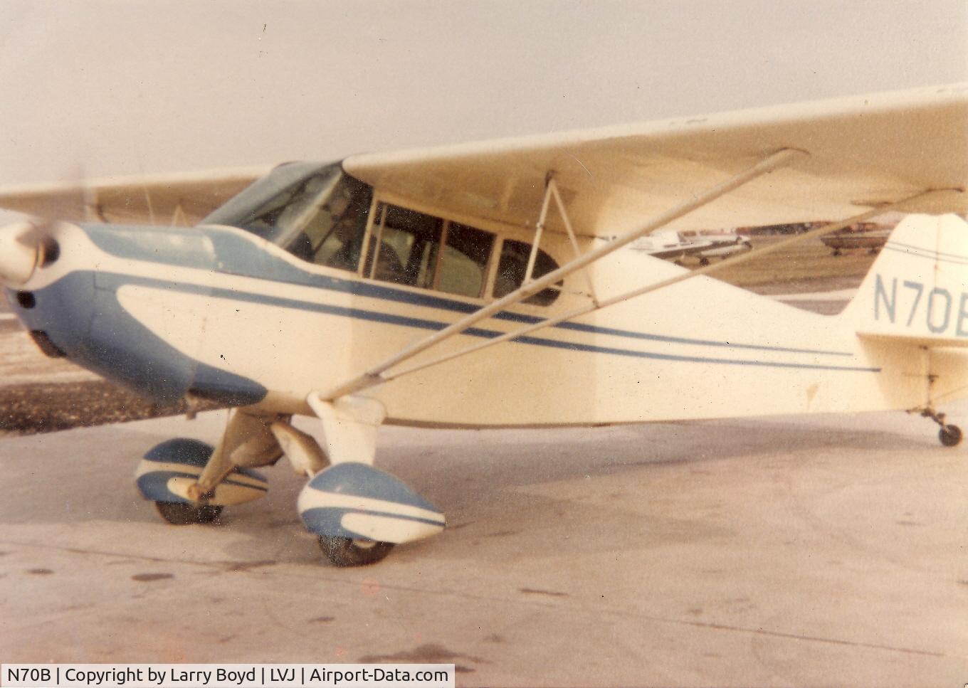 N70B, 1942 Taylorcraft DC-65 C/N 4132, N70B doing runup at Pearland Reginal